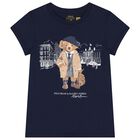 Girls Navy Blue Polo Bear T-Shirt, 1, hi-res