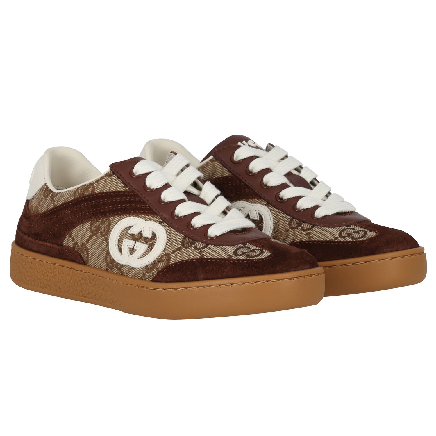 Beige GG logo Canvas Trainers, 1, hi-res