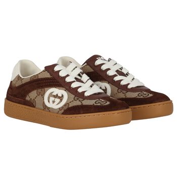 Beige GG logo Canvas Trainers