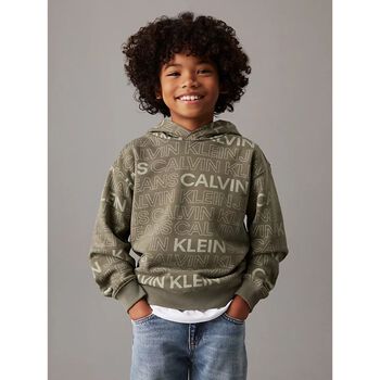 Boys Green Logo Hooded Top