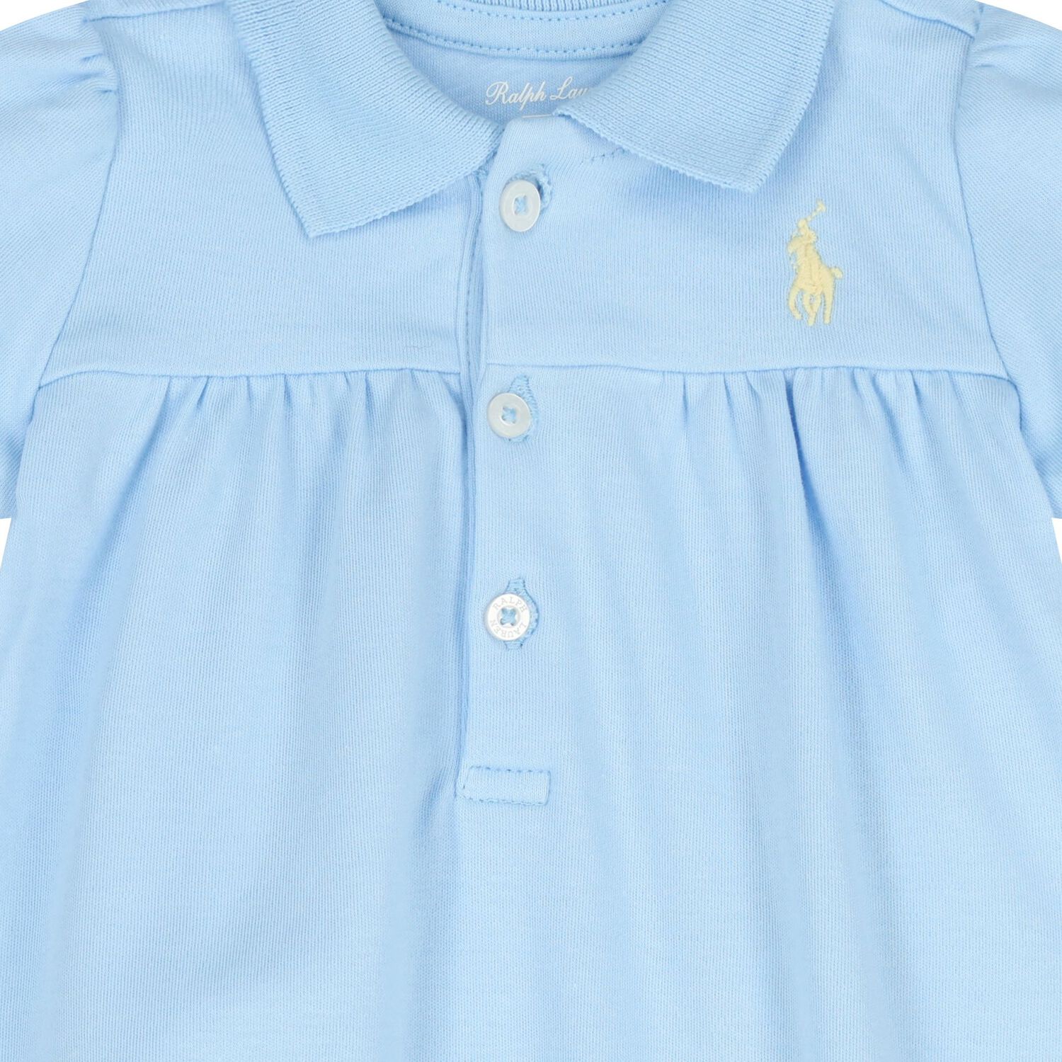 Baby Girls Blue Logo Romper, 1, hi-res