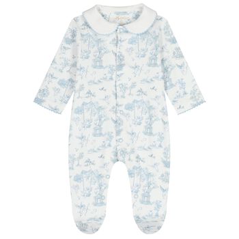 Baby Boys White & Blue Babygrow