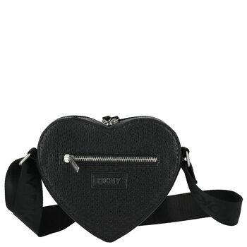 Girls Black Heart Logo Leather Bag