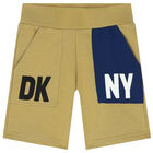 Boys Khaki Green Logo Shorts, 1, hi-res
