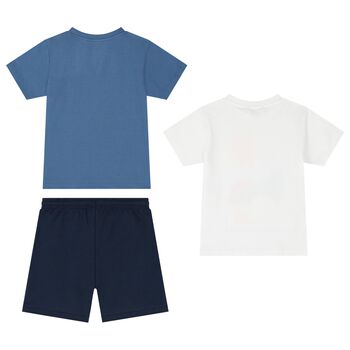 Boys White & Blue Shorts Set