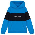Boys Blue & Navy Blue Logo Hooded Top, 1, hi-res