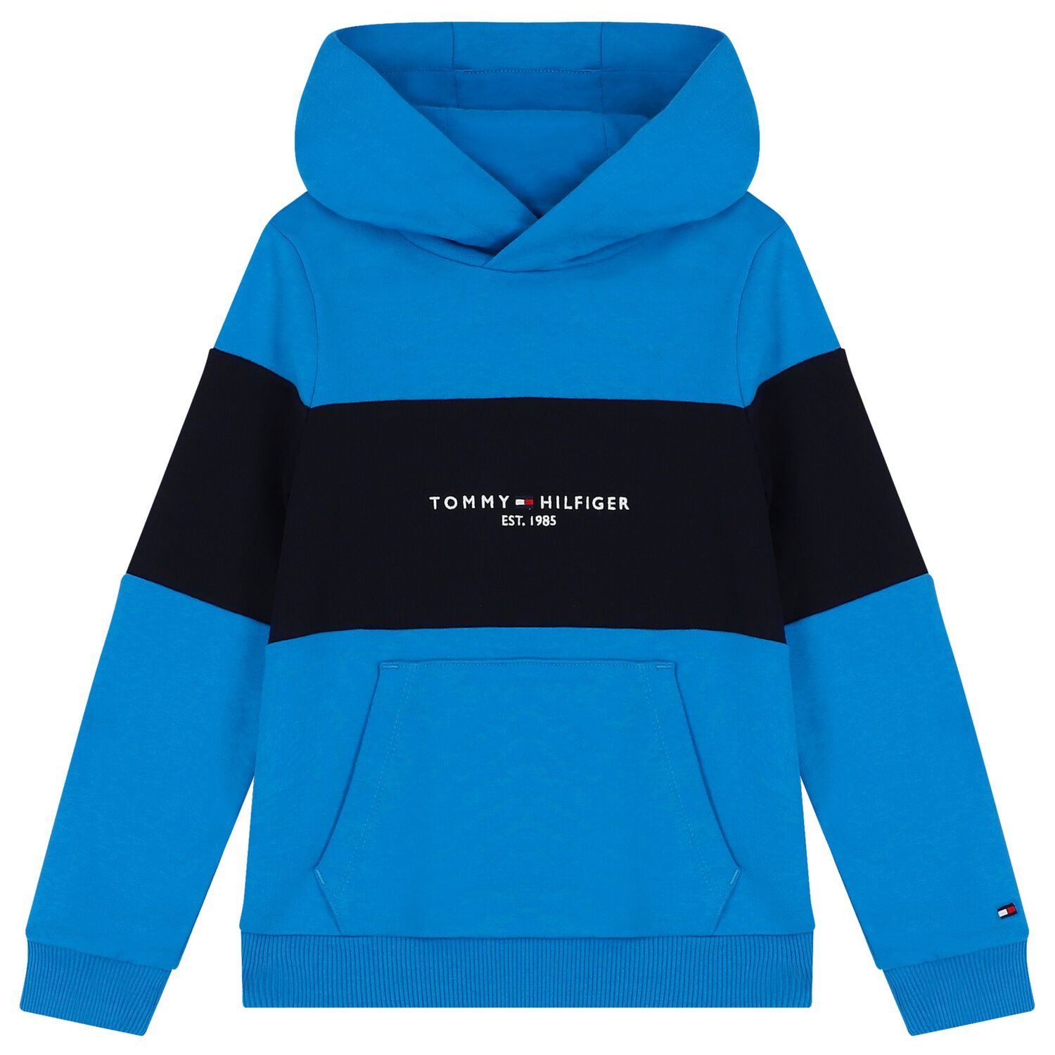 Boys Blue & Navy Blue Logo Hooded Top, 1, hi-res