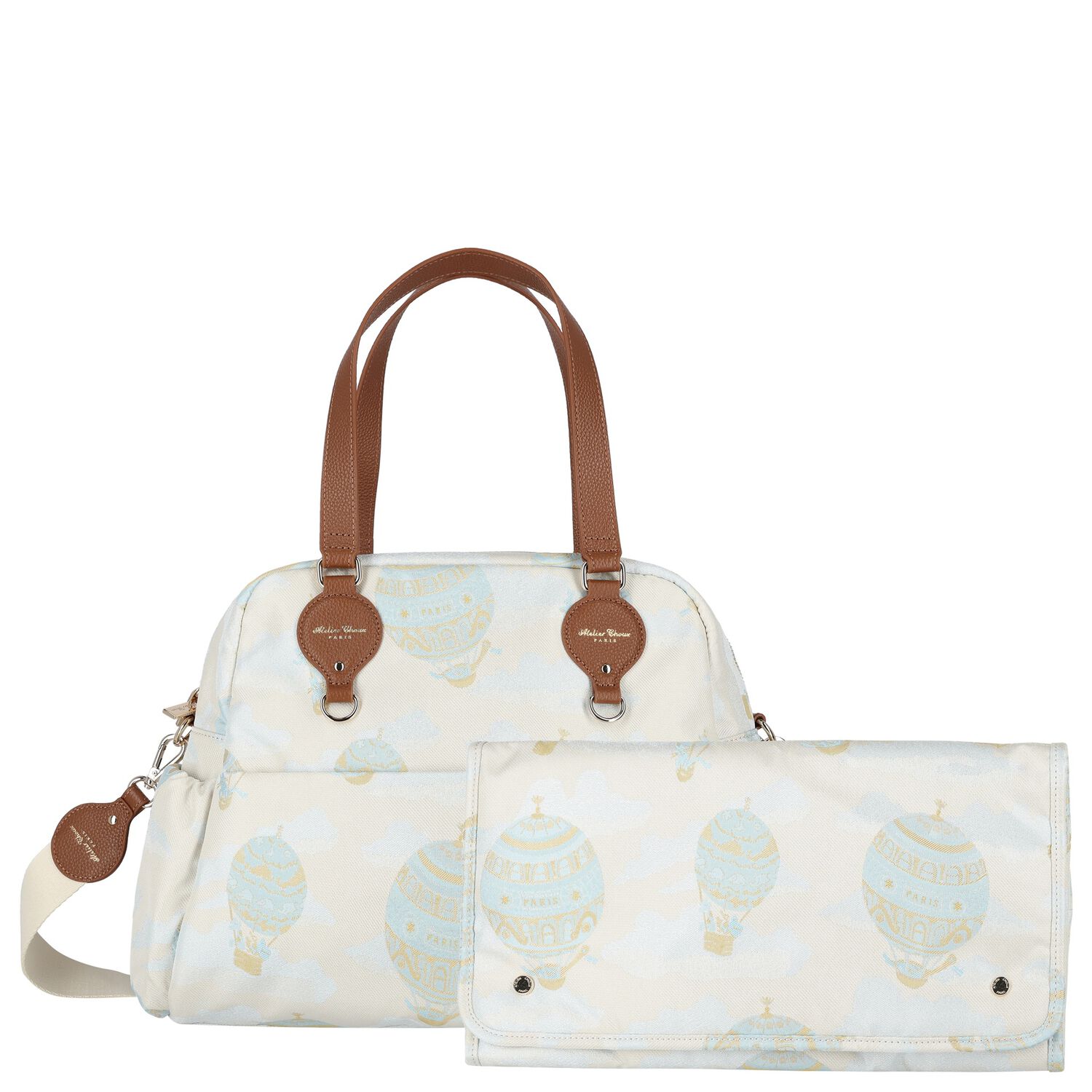 Blue Hot Air Balloon Jacquard Baby Changing Bag, 1, hi-res image number null