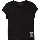 Girls Black Mesh Logo Top, 1, hi-res