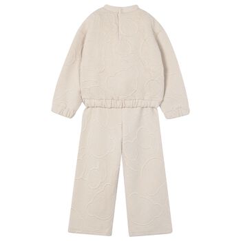 Girls Beige Teddy Bear Tracksuit