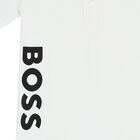 Boys White Logo Polo Shirt, 1, hi-res