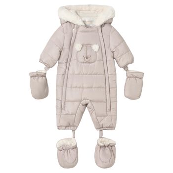 Beige Teddy Bear Baby Snowsuit