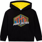Girls Black Logo Hooded Top, 1, hi-res