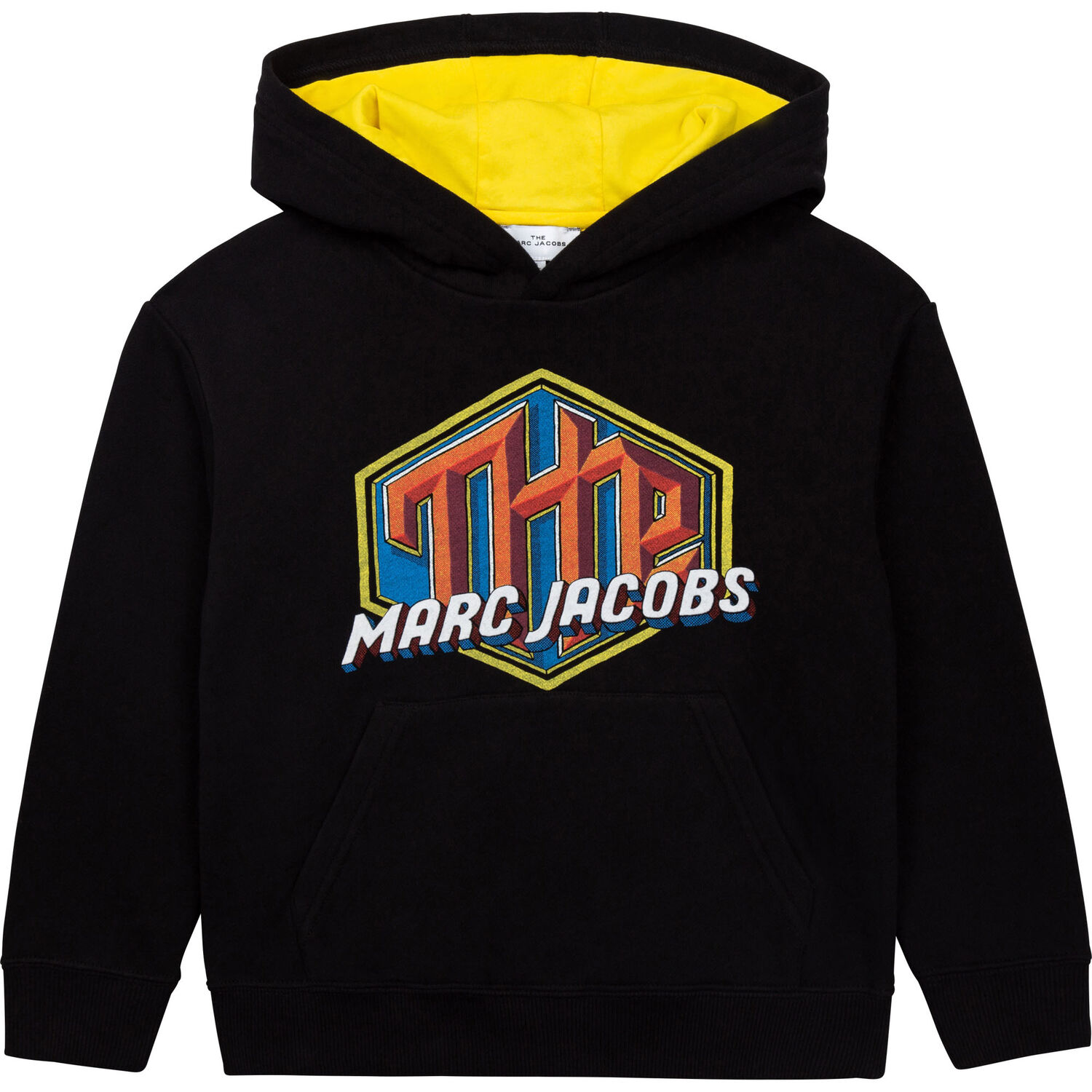 Girls Black Logo Hooded Top, 1, hi-res
