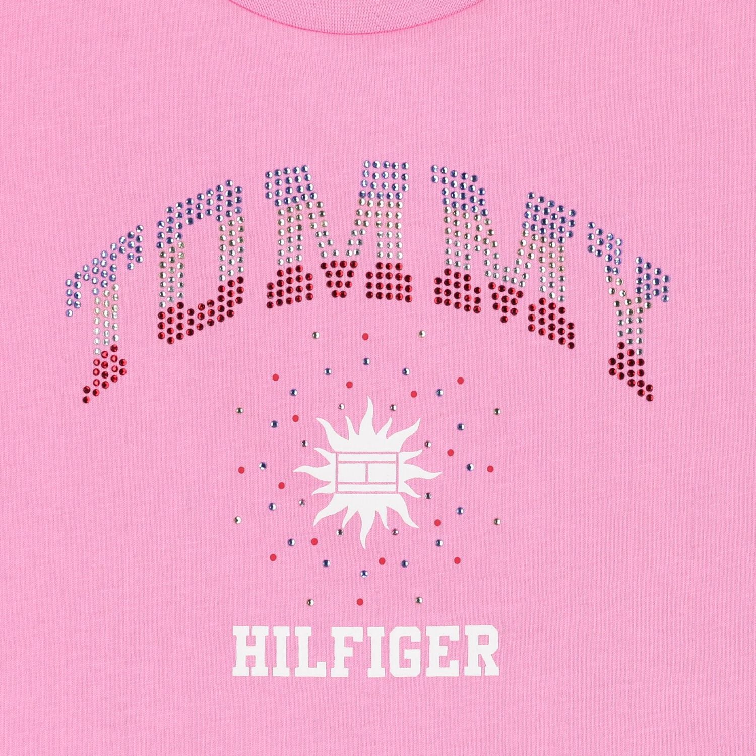 Girls Pink Rhinestone Logo T-Shirt , 2, hi-res
