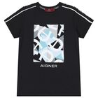 Boys Black Logo T-Shirt, 1, hi-res