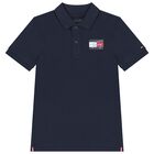 Boys Navy Blue Logo Polo Shirt, 1, hi-res