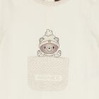 Ivory Teddy Bear Logo Baby Romper, 1, hi-res