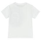 Younger Boys White & Navy Logo T-Shirt, 2, hi-res
