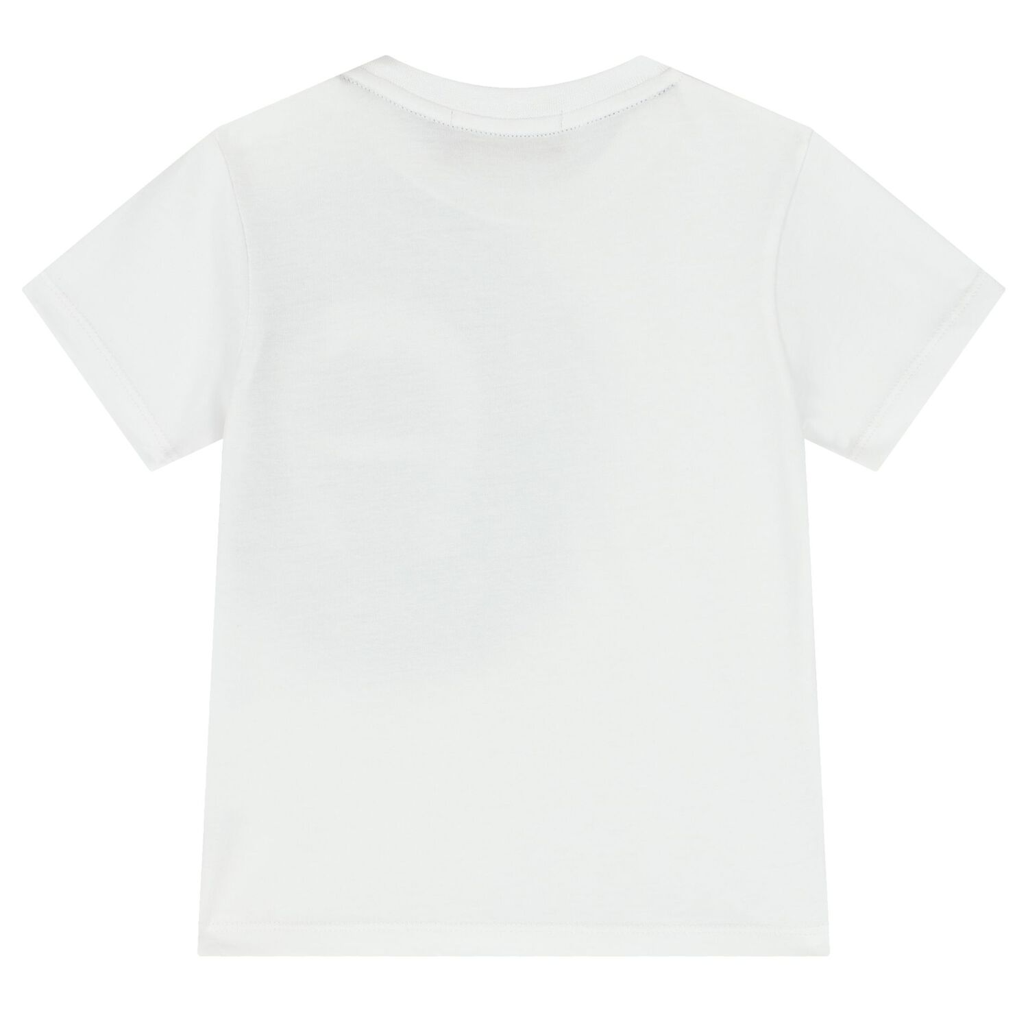 Younger Boys White & Navy Logo T-Shirt, 2, hi-res
