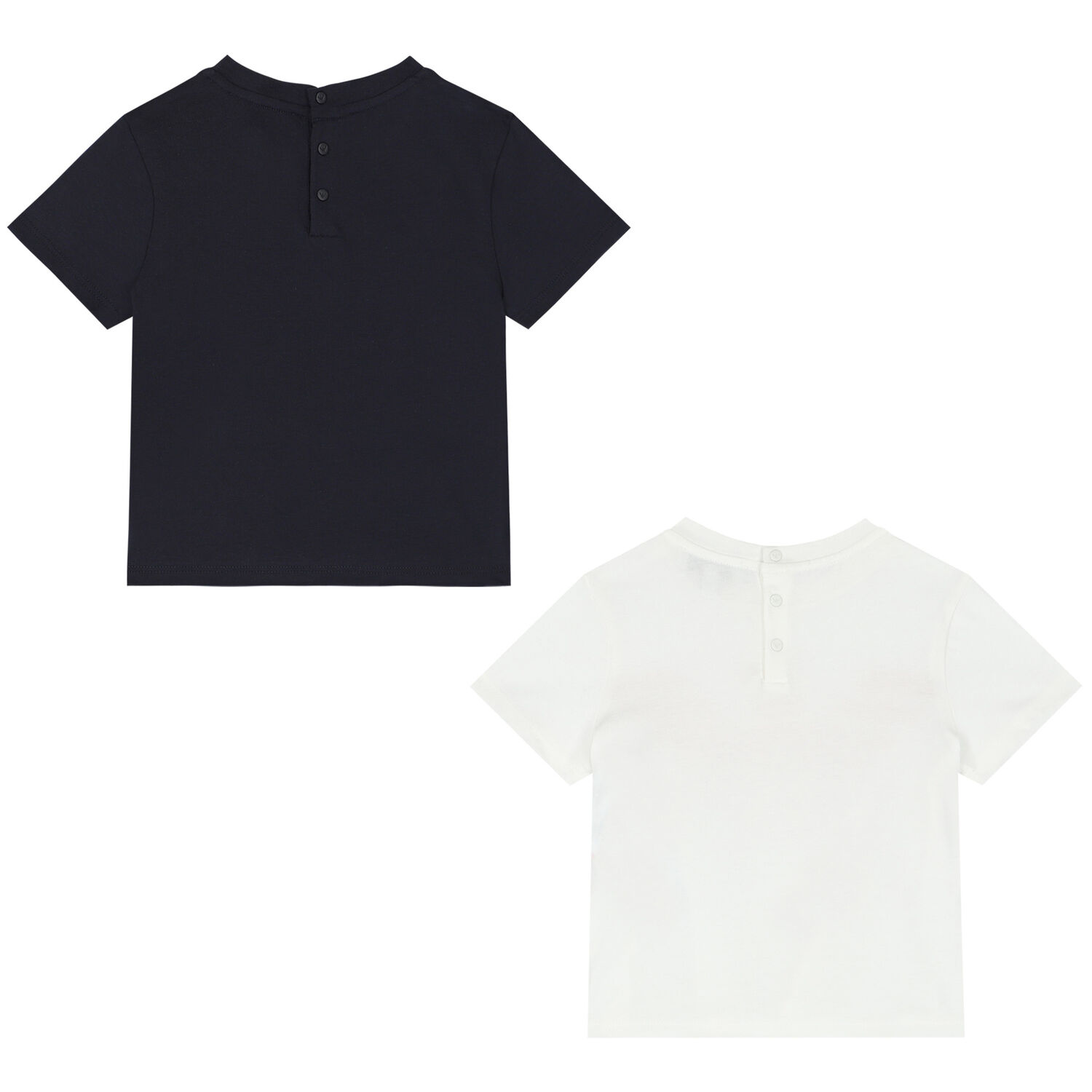 Younger Boys Navy Blue & Ivory Logo T-Shirts ( 2-Pack ), 1, hi-res