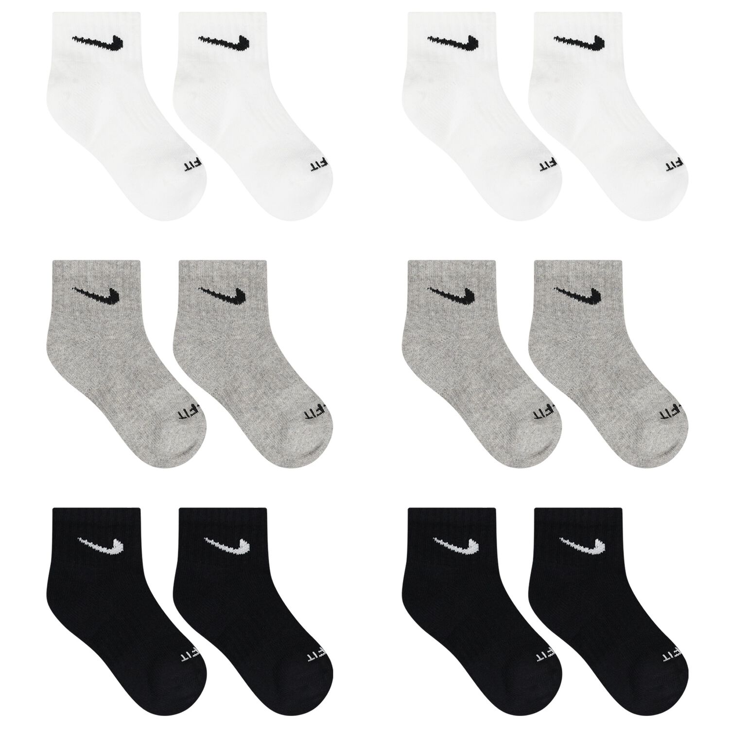 White, Grey & Black Logo Socks ( 6-Pack ), 1, hi-res