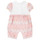 Baby Girls White Logo Romper, 1, hi-res