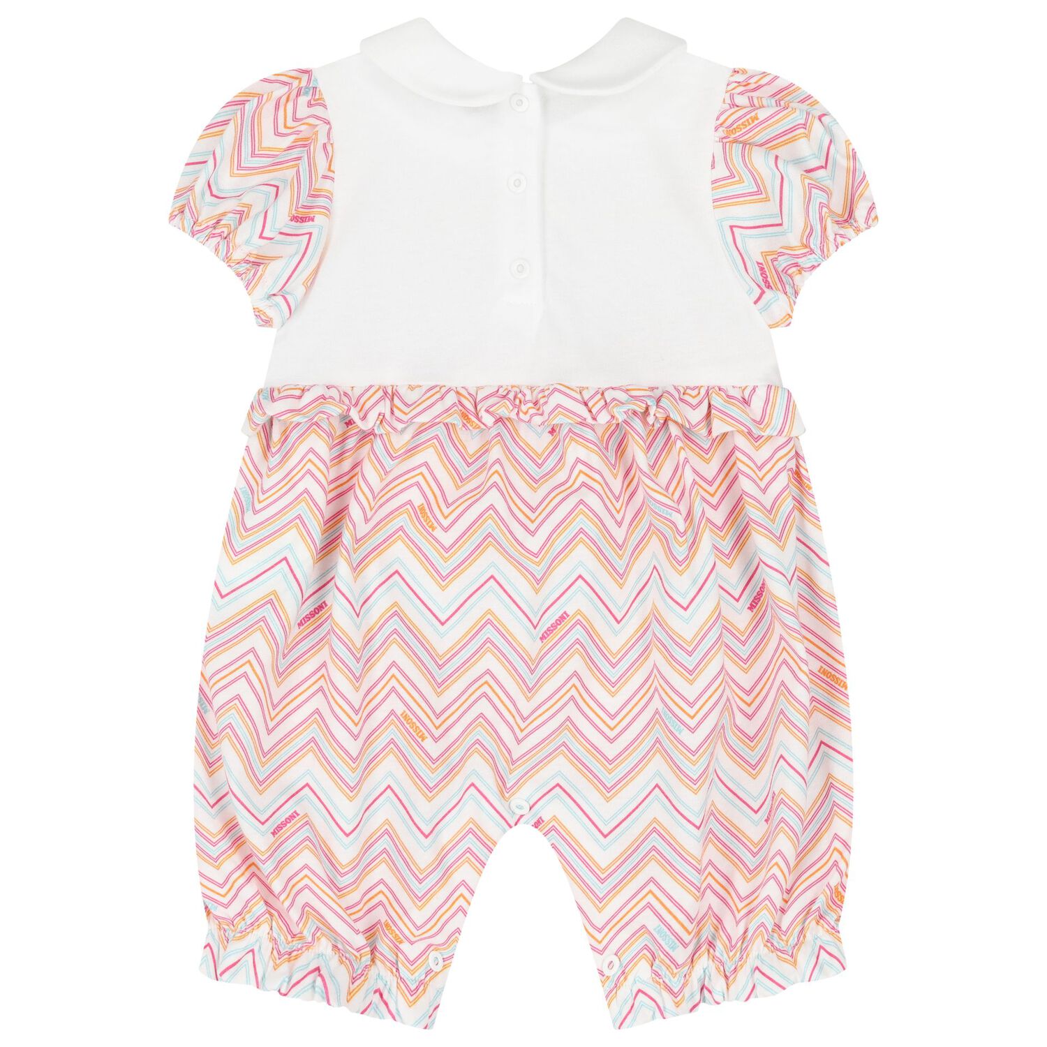Baby Girls White Logo Romper, 1, hi-res