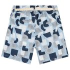 Boys Blue Abstract Shorts, 2, hi-res