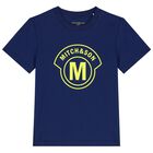 Boys Navy Blue & Green Logo Shorts Set, 1, hi-res