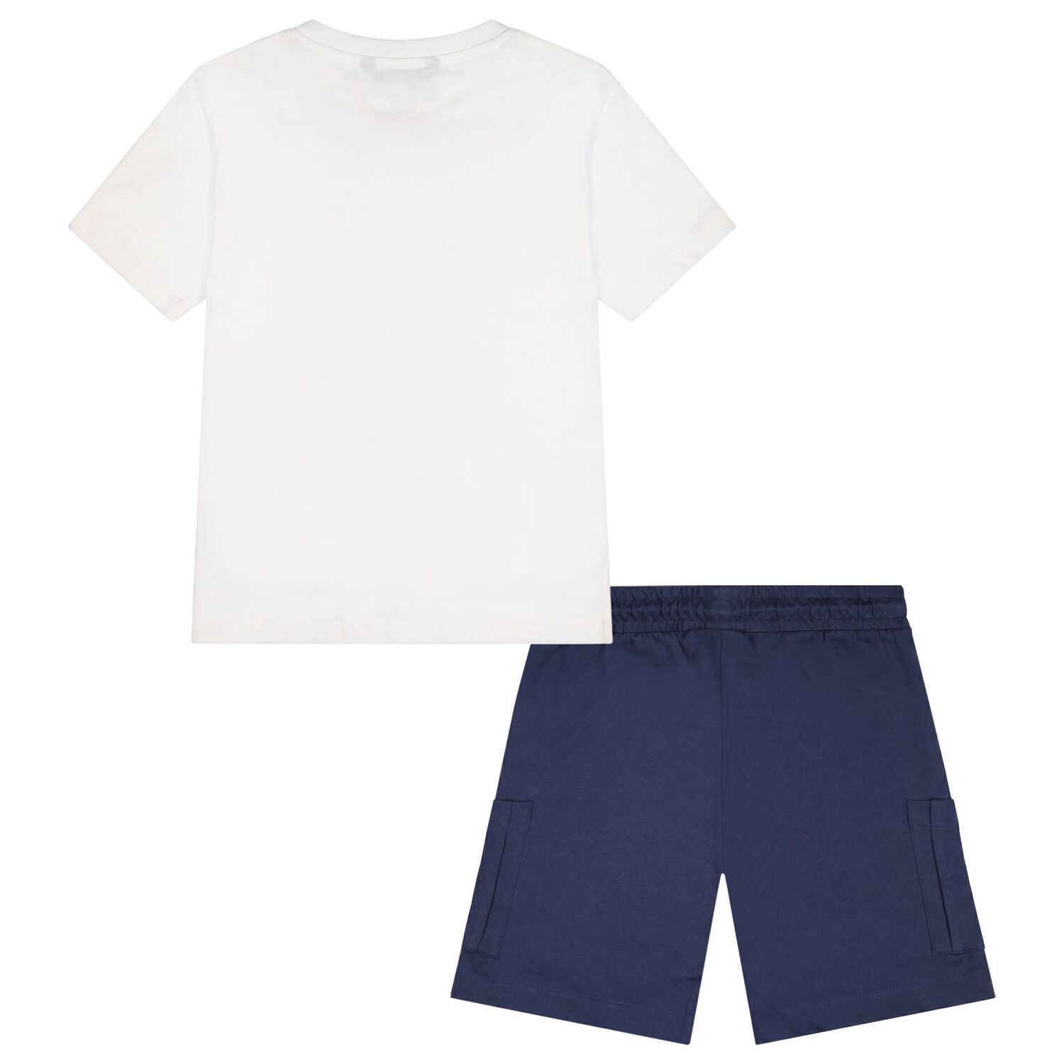 Boys White & Navy Blue Shorts Set, 2, hi-res