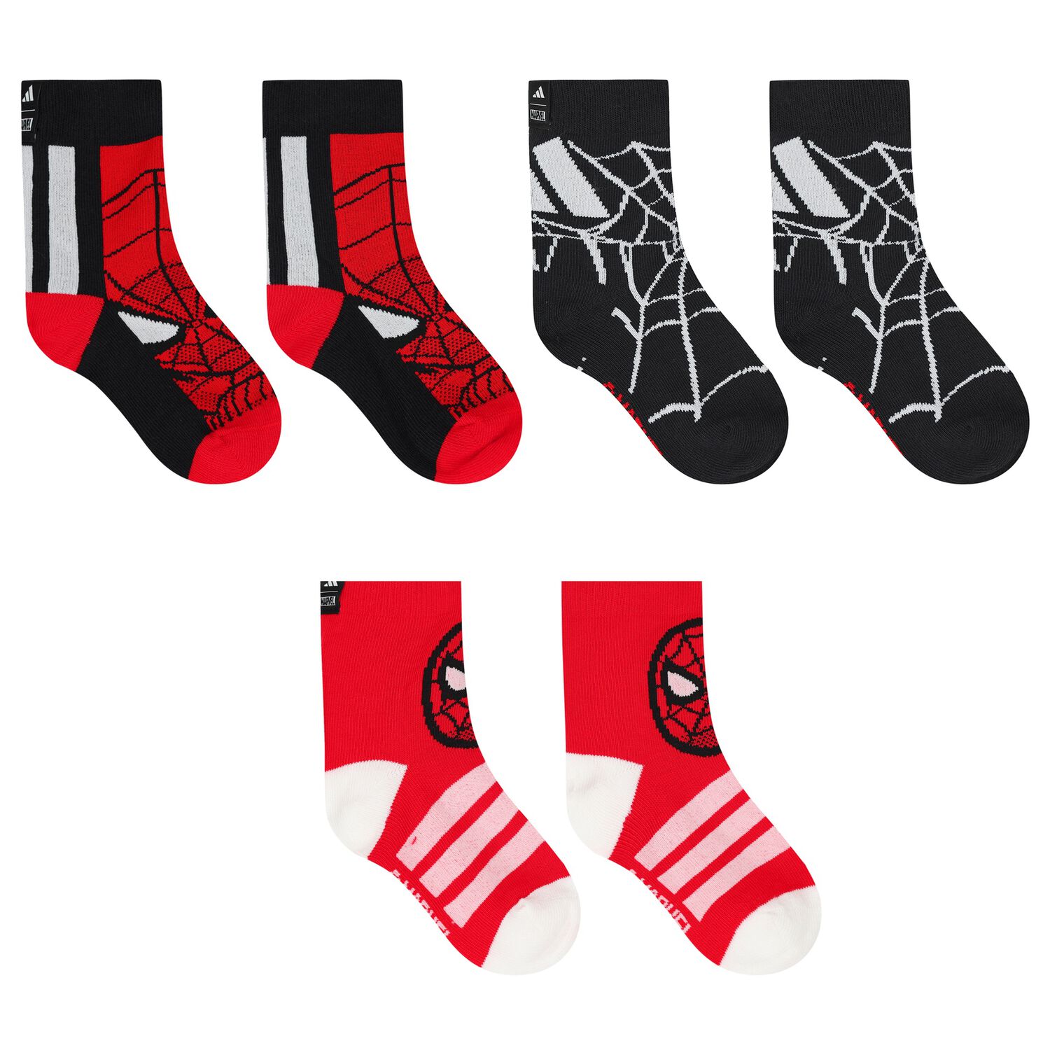 Boys Red & Black Spider Man Socks ( 3- Pack ), 1, hi-res image number null