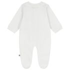 White & Beige Logo Babygrow, 1, hi-res