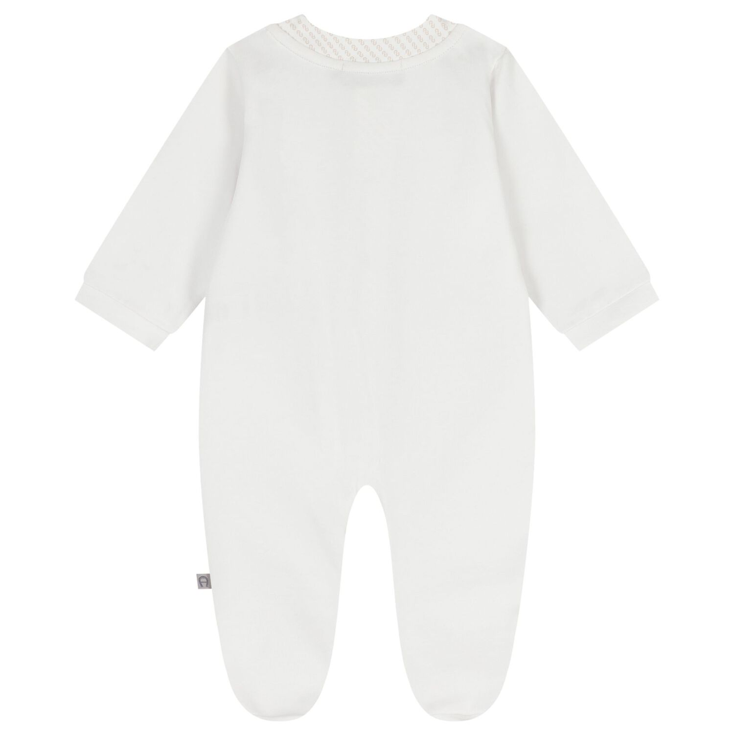 White & Beige Logo Babygrow, 1, hi-res
