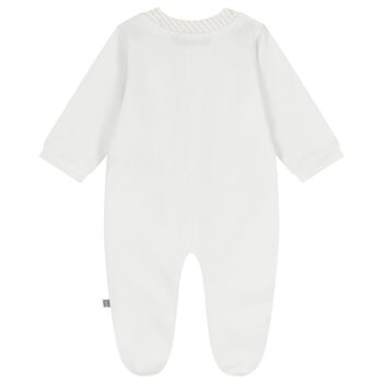 White & Beige Logo Babygrow