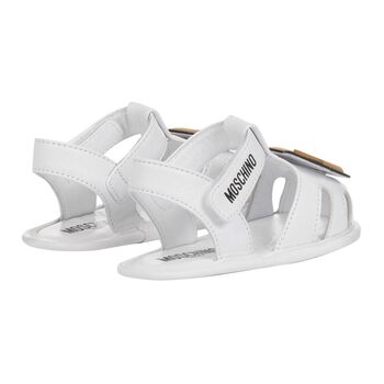 White Teddy Bear Baby Sandals