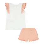 Baby Girls White & Pink Shorts Set, 1, hi-res
