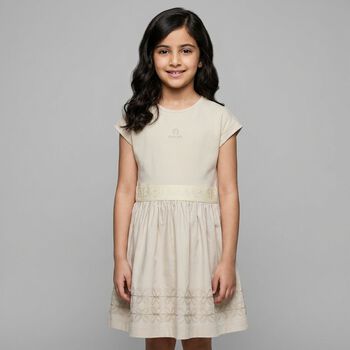 Girls Beige Logo Dress