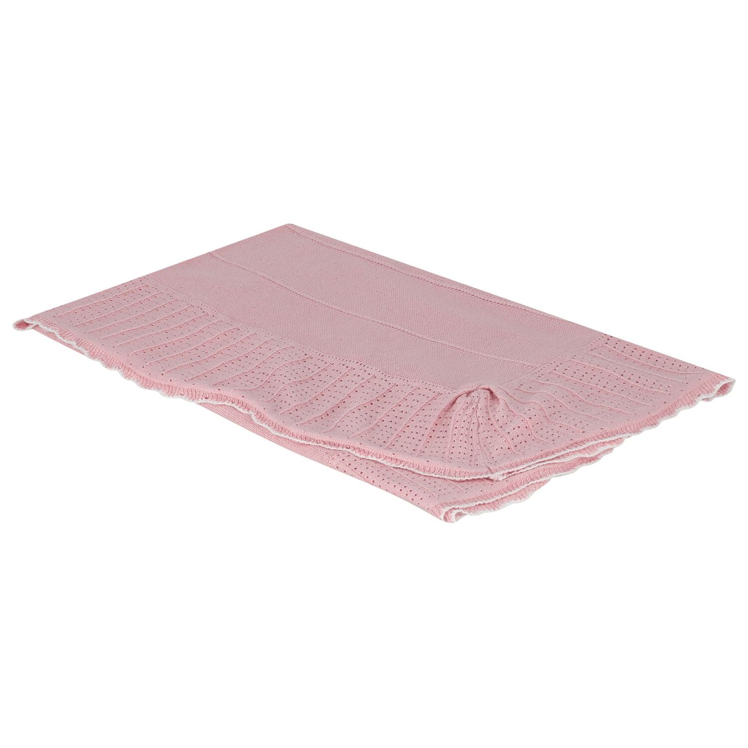 Baby Girls Pink Cotton Knit Blanket, 1, hi-res