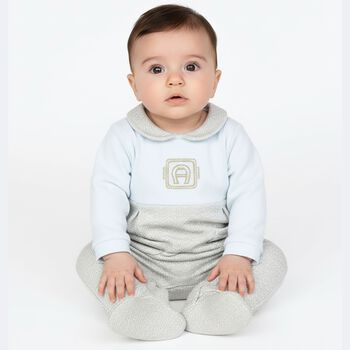 Baby Boys Blue & Gold Logo Babygrow