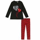 Girls Black & Red Leggings Set, 1, hi-res