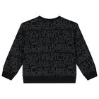 Boys Black Logo Sweatshirt, 1, hi-res