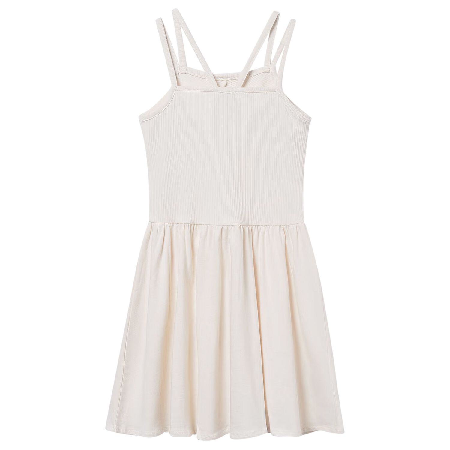 Girls Ivory Ribbed Dress, 2, hi-res