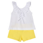 Girls White & Yellow Shorts Set, 1, hi-res