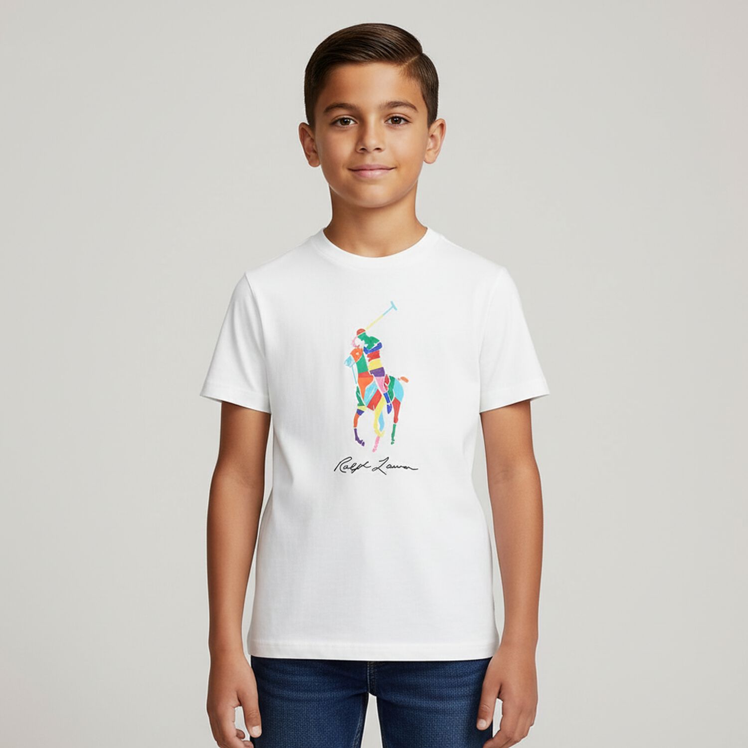 Boys White Logo T-Shirt, 1, hi-res