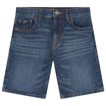 Boys Blue Logo Denim Shorts