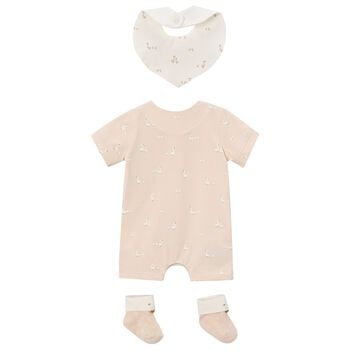 Baby Girls Swan Beige Romper Set