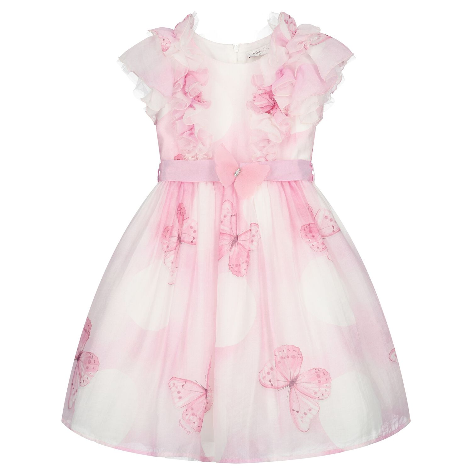 Girls Pink Ruffled Butterfly Dress, 1, hi-res image number null