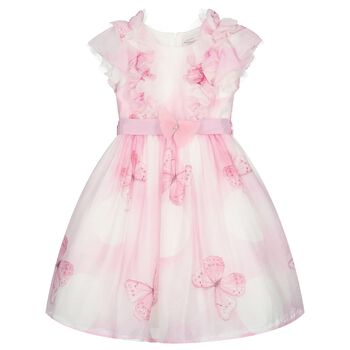 Girls Pink Ruffled Butterfly Dress
