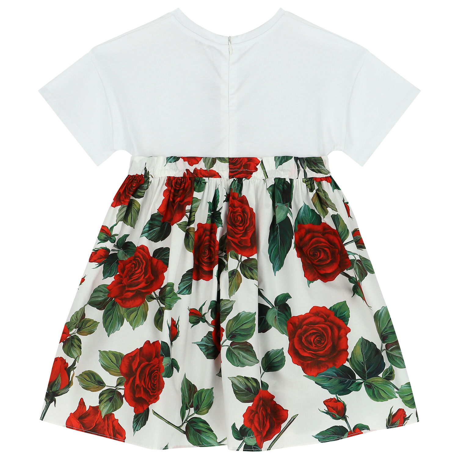 Girls White & Red Rose Dress, 1, hi-res